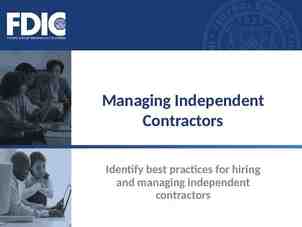 Photo of Managing Independent Contractors Identify best practices for hiring