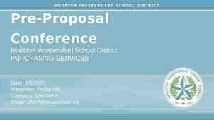 Photo of Pre-Proposal Conference Houston Independent School District PURCHASING