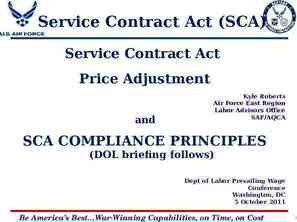Photo of Service Contract Act (SCA) Service Contract Act Price Adjustment and